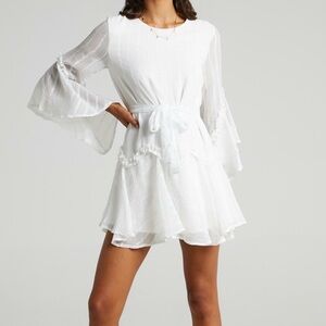 Showpo White Mini Dress with Bell Sleeves
